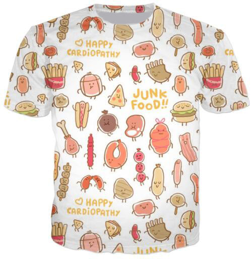 Cat Food T-Shirt Pizza 3D Printed Tees