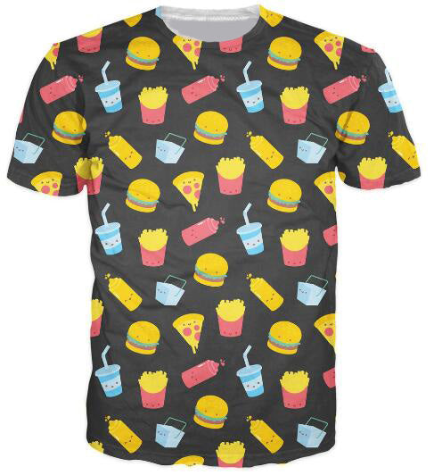 Cat Food T-Shirt Pizza 3D Printed Tees