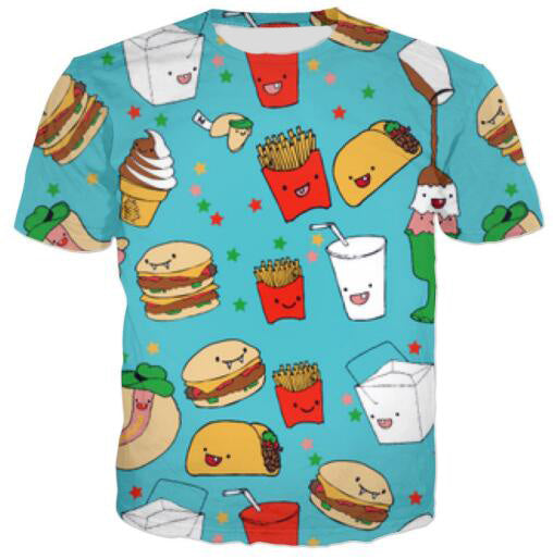Cat Food T-Shirt Pizza 3D Printed Tees
