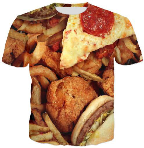 Cat Food T-Shirt Pizza 3D Printed Tees
