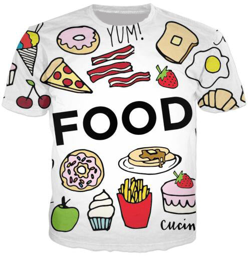 Cat Food T-Shirt Pizza 3D Printed Tees
