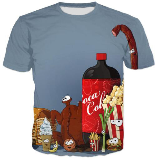 Cat Food T-Shirt Pizza 3D Printed Tees