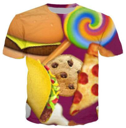 Cat Food T-Shirt Pizza 3D Printed Tees