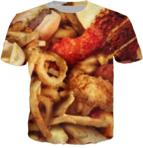 Cat Food T-Shirt Pizza 3D Printed Tees