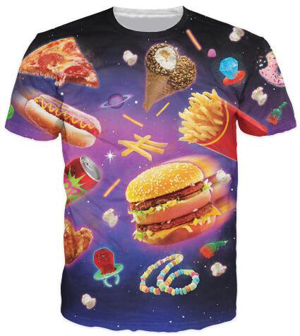 Cat Food T-Shirt Pizza 3D Printed Tees