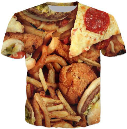 Cat Food T-Shirt Pizza 3D Printed Tees