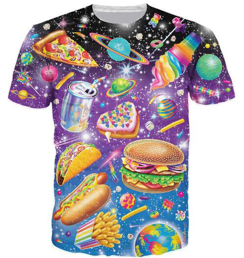 Cat Food T-Shirt Pizza 3D Printed Tees