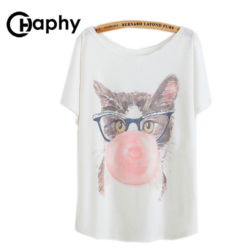 T shirt Glasses Cat Balloon Print