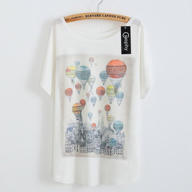 T shirt Glasses Cat Balloon Print