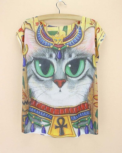 cats printing top tees for girls