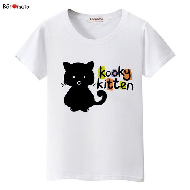Black cat pink love t-shirt