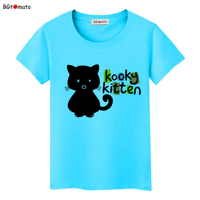 Black cat pink love t-shirt
