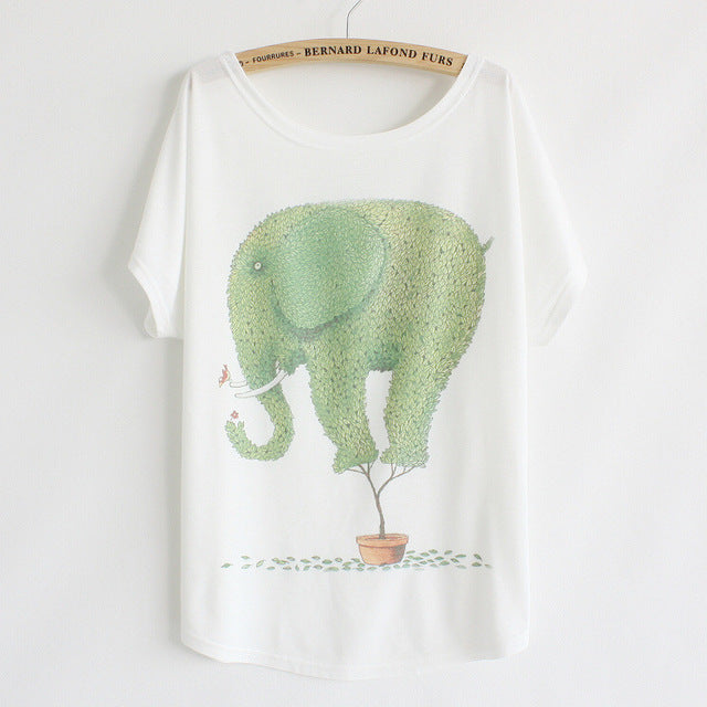 Cat kiss Fish print Top Tees
