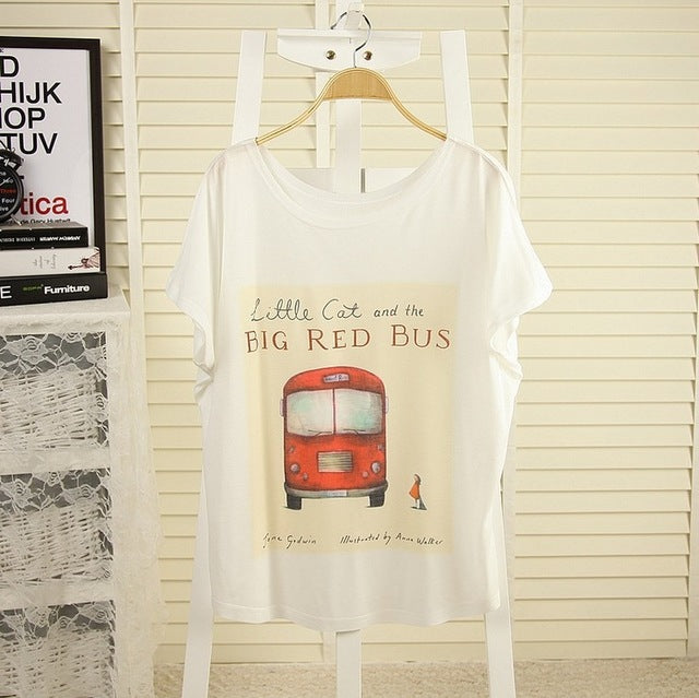 Cat kiss Fish print Top Tees