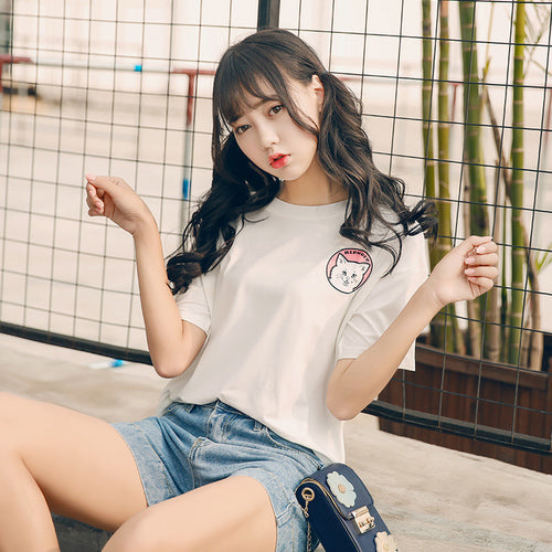 Cartoon Cat Printed T shirt