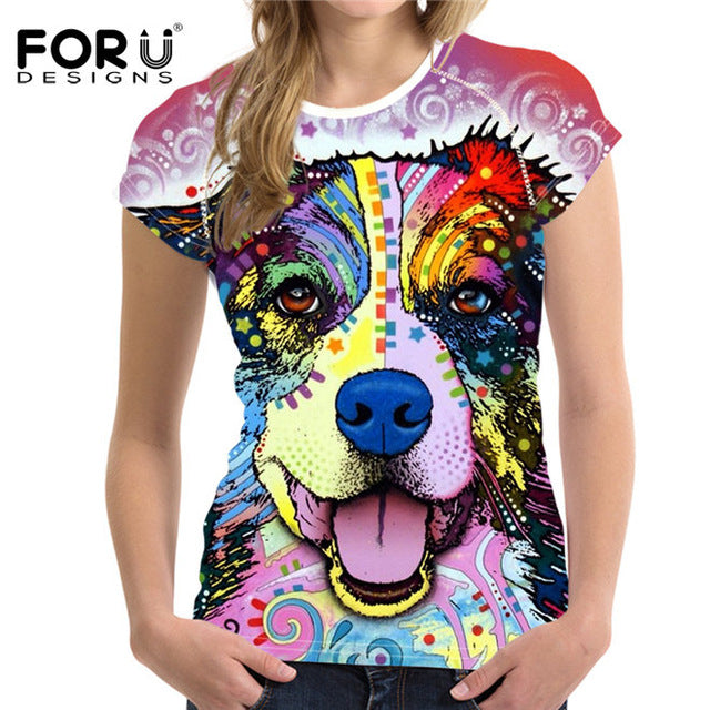 3D Black Cat Female T-shirts for Women