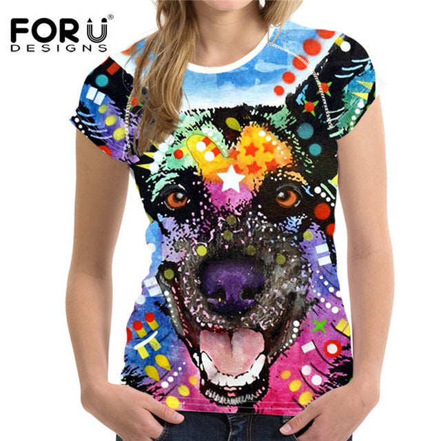 3D Black Cat Female T-shirts for Women