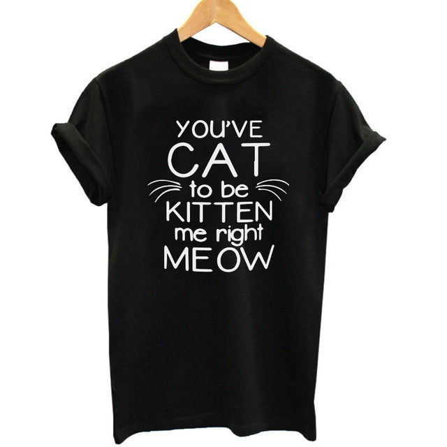 THE COOLMIND Meow Print Women T shirt
