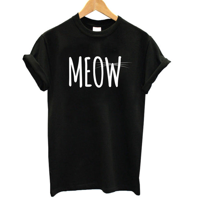 THE COOLMIND Meow Print Women T shirt