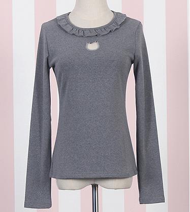Kitty Shap Hollow out Sexy Style Full sleeve T Shirt
