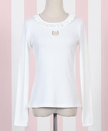 Kitty Shap Hollow out Sexy Style Full sleeve T Shirt