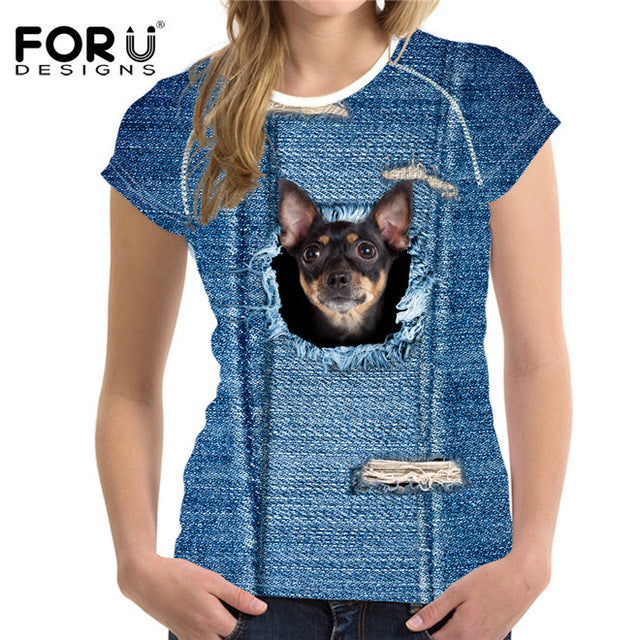 FORUDESIGNS 3D Cat Jeans t-shirt