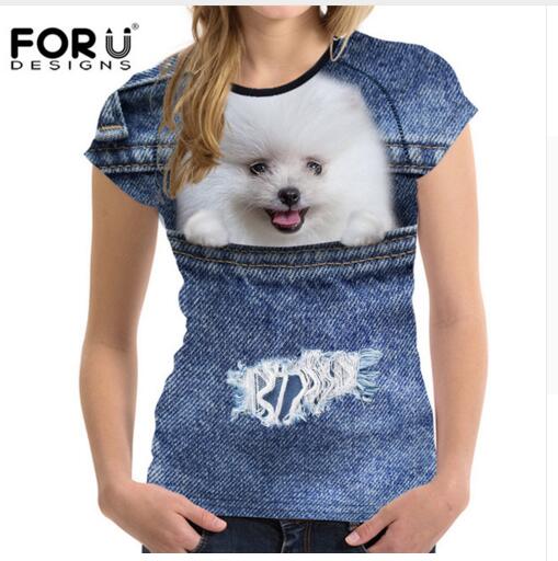 Cute 3D Animal Denim Cat T Shirt for Women