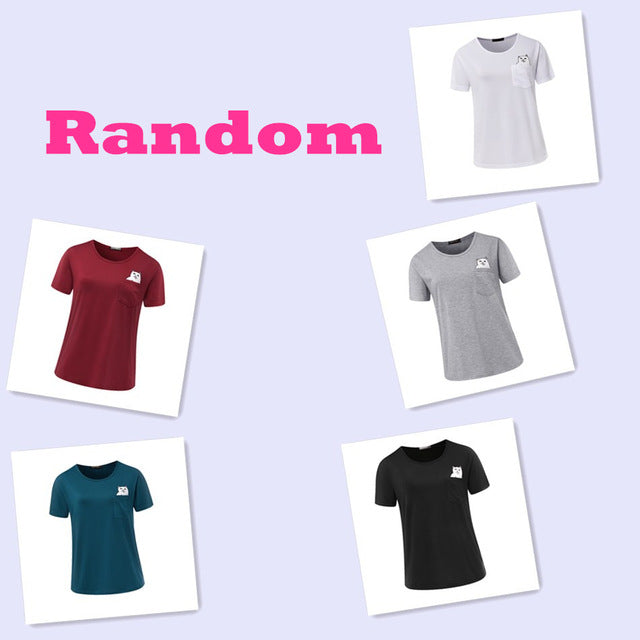 Women Pocket Cat Cute Printing Top Tee