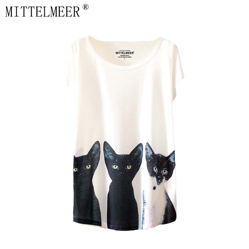 Black Cat t shirt Summer tops for women