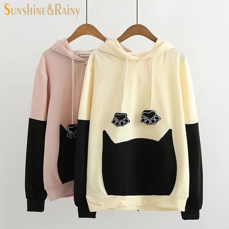 winter autumn cartoon cat's paw t shirt
