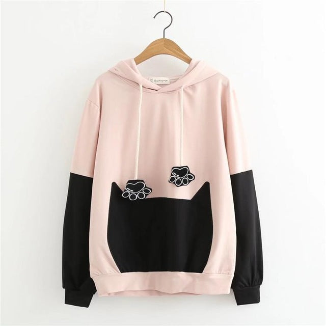 winter autumn cartoon cat's paw t shirt