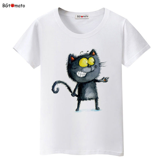 New arrival lovely black cat cute t shirt