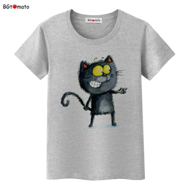 New arrival lovely black cat cute t shirt