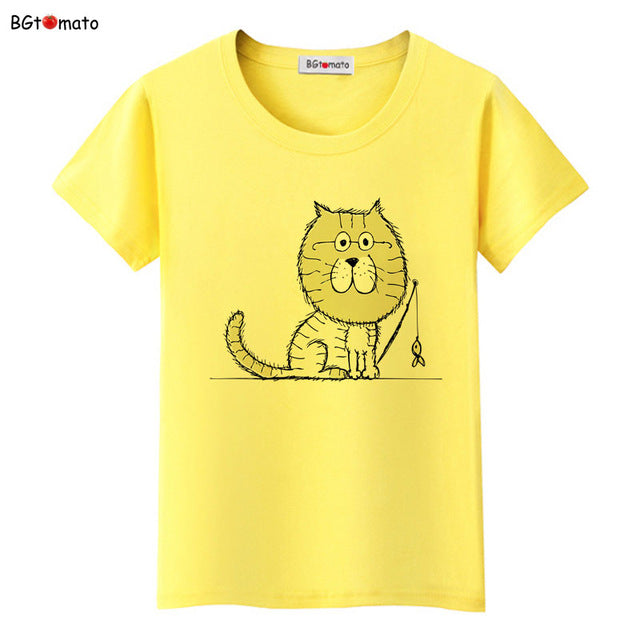 New arrival lovely black cat cute t shirt