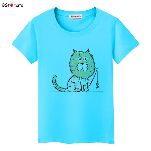 New arrival lovely black cat cute t shirt
