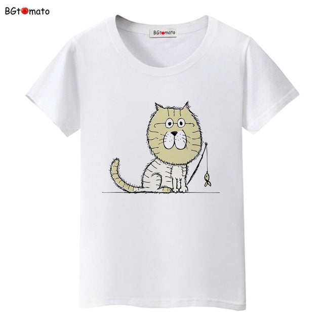 New arrival lovely black cat cute t shirt