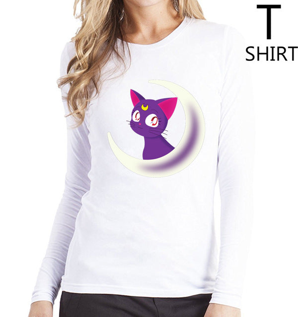 funny hip-hop camisetas harajuku woman kpop kawaii cat t shirts