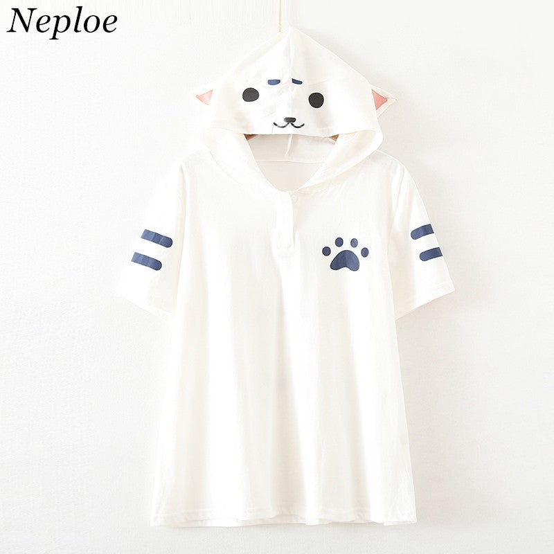 Japanese Style Cat Cartoon Women T shirt