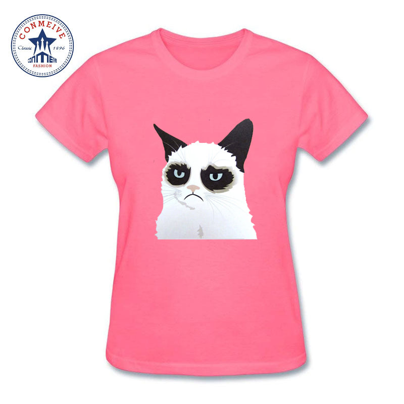 i hate you cat printed Cotton funny t shirt women