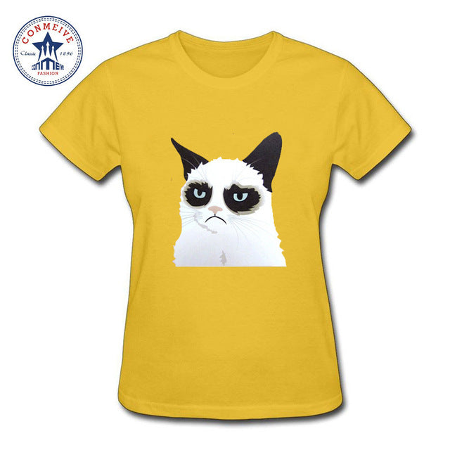 i hate you cat printed Cotton funny t shirt women