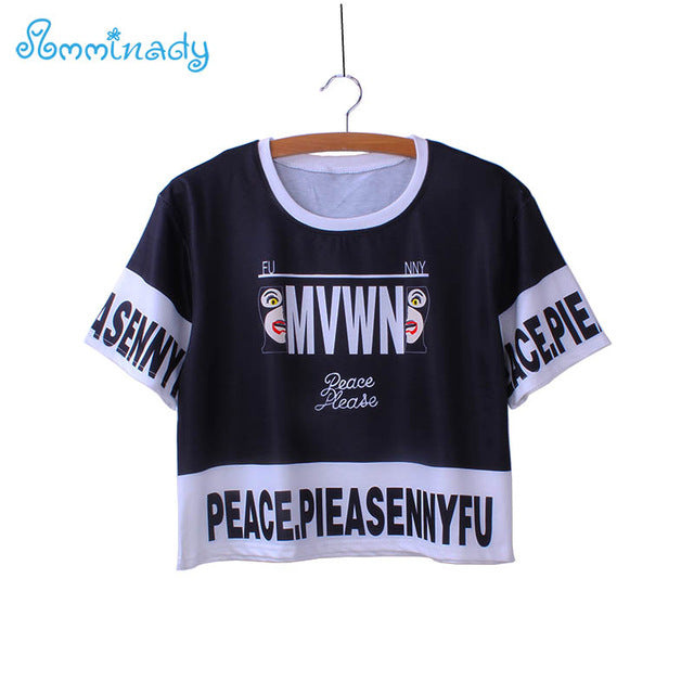 plaid cat white crop tees