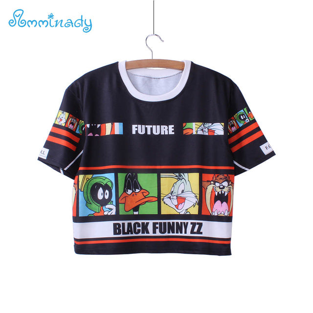 plaid cat white crop tees