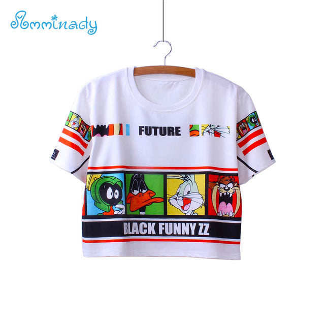 plaid cat white crop tees