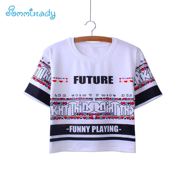 plaid cat white crop tees