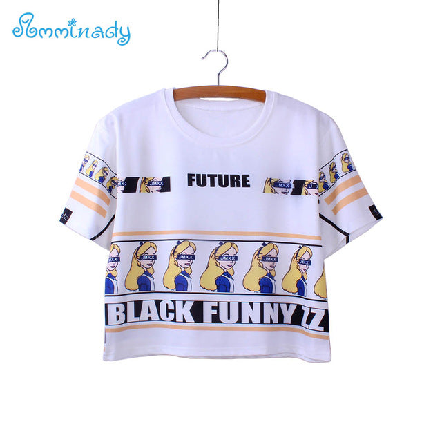 plaid cat white crop tees