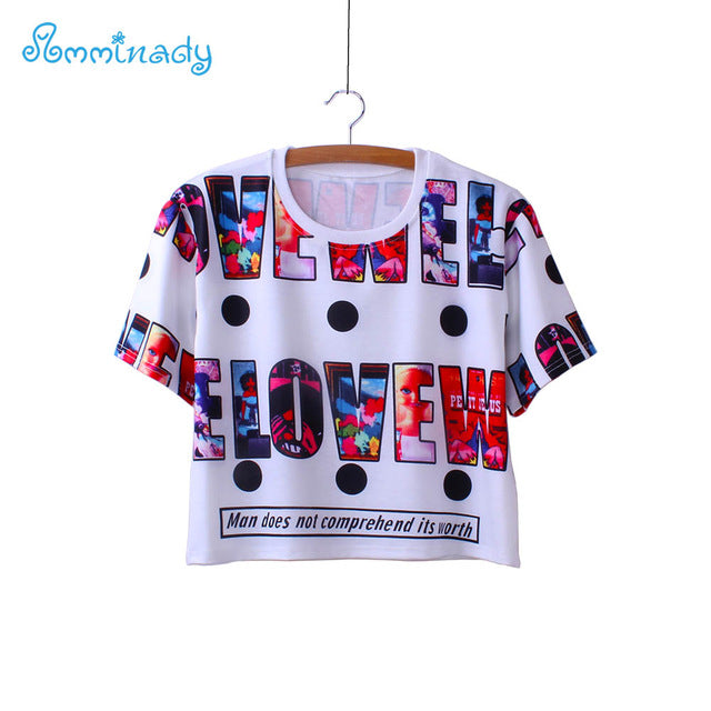 plaid cat white crop tees