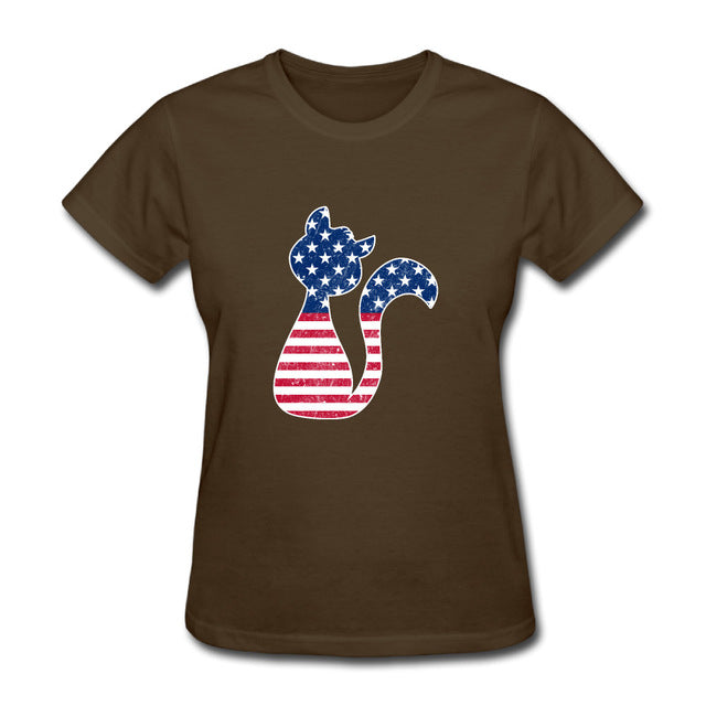 New Fashion National Flag Cat T Shirts