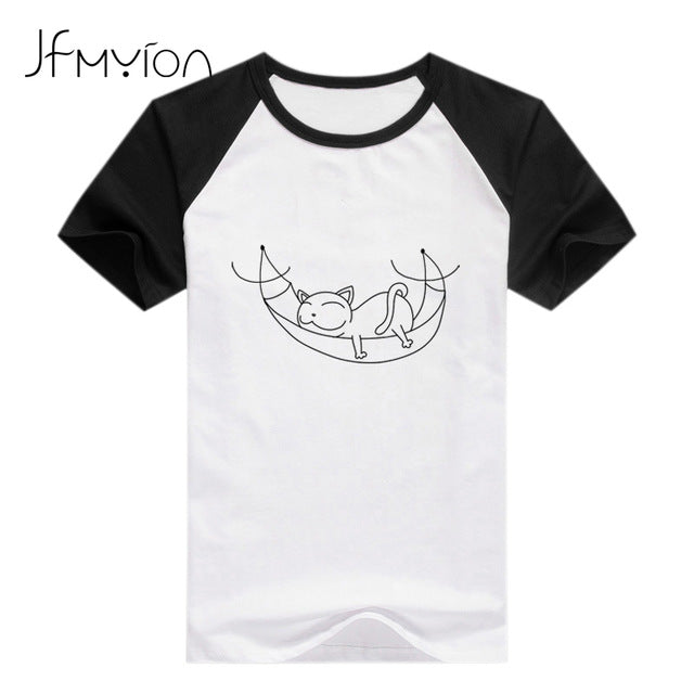Cat Moon Printed T-shirt