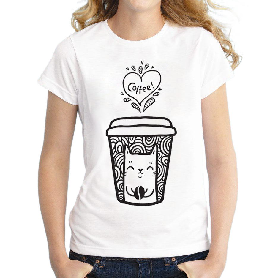 Summer doodle coffee cat Shirts