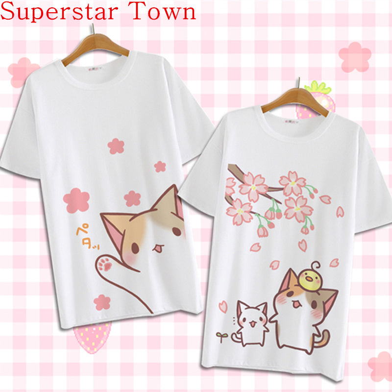 Japan Anime Neko Atsume Casual Cat T Shirt